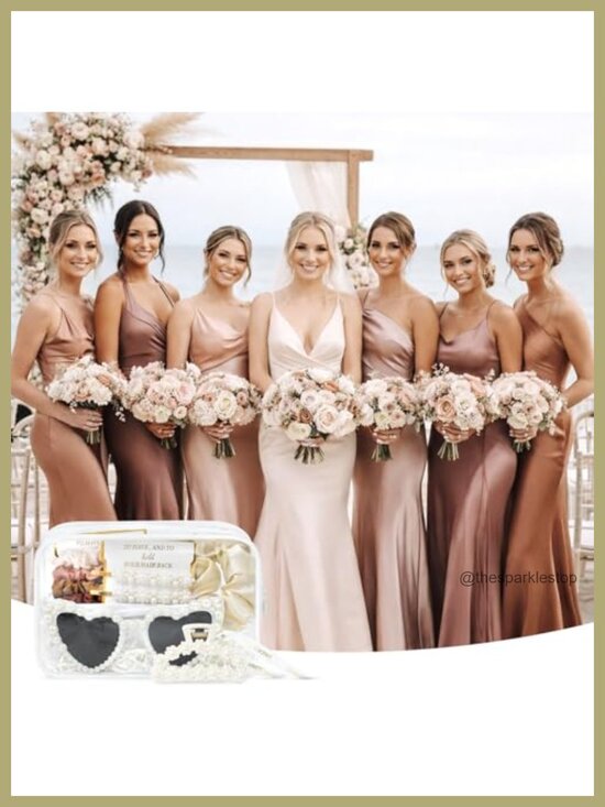 Pearl Gift Set Bridesmaid Proposal Bag Clear Makeup Toiletry Bag with Claw Clips